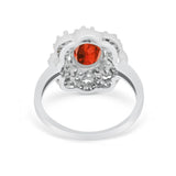 Art Deco Wedding Ring Halo Round Simulated Cubic Zirconia 925 Sterling Silver