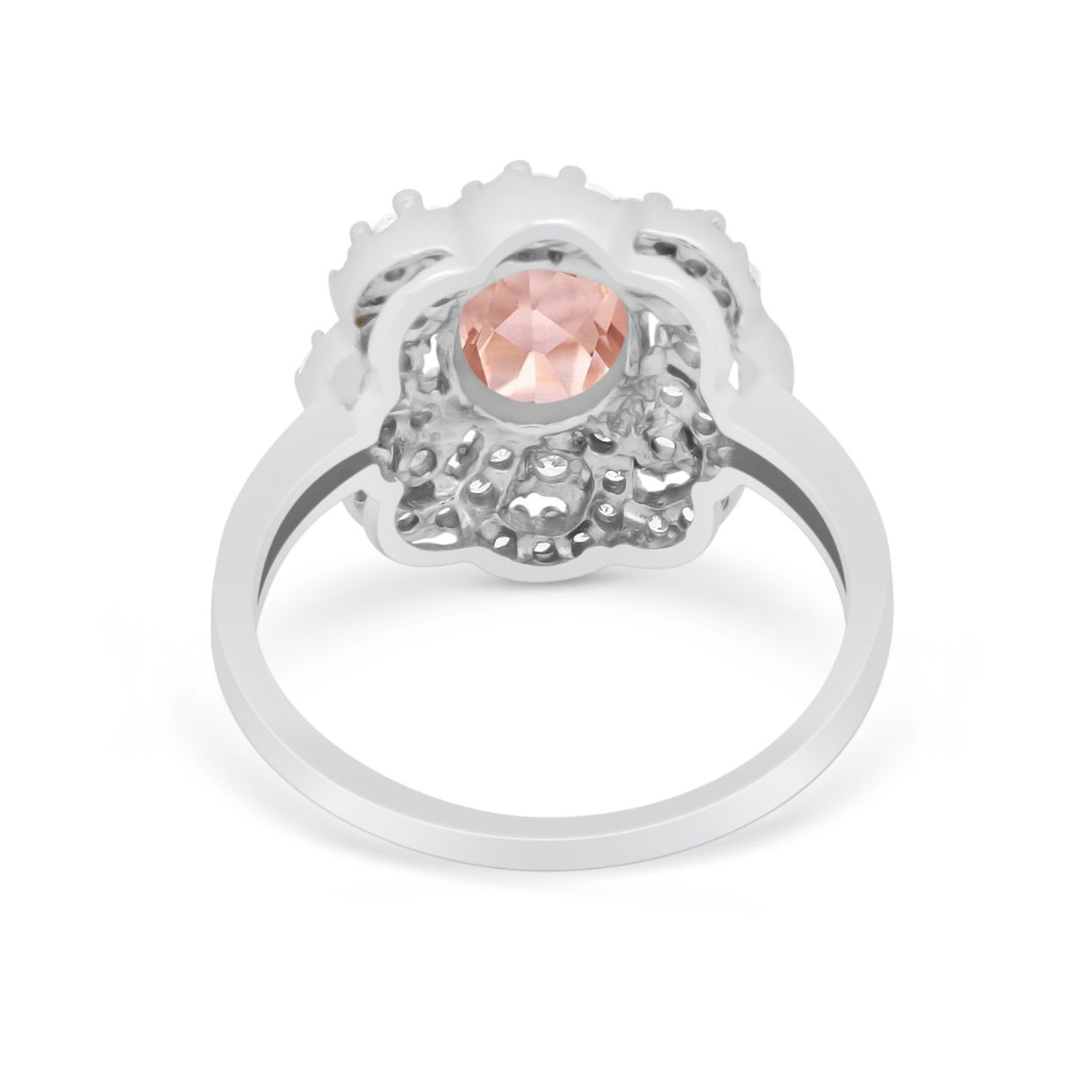 Art Deco Wedding Ring Halo Round Simulated Cubic Zirconia 925 Sterling Silver