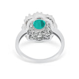 Art Deco Wedding Ring Halo Round Simulated Cubic Zirconia 925 Sterling Silver