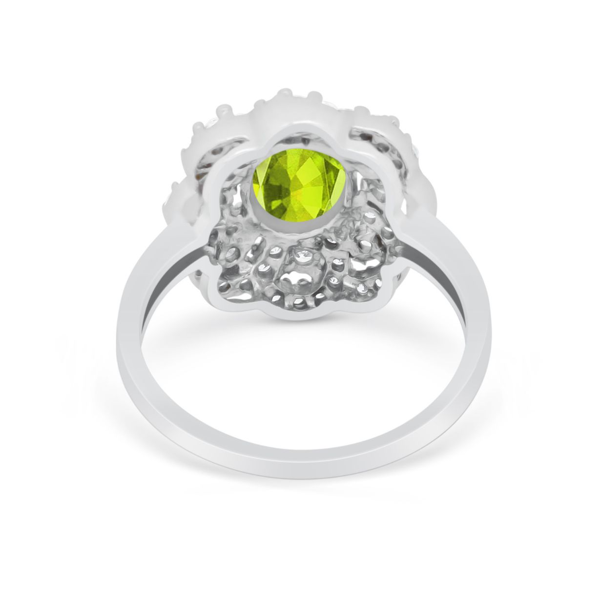 Art Deco Wedding Ring Halo Round Simulated Cubic Zirconia 925 Sterling Silver