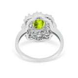 Art Deco Wedding Ring Halo Round Simulated Cubic Zirconia 925 Sterling Silver