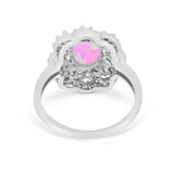 Art Deco Wedding Ring Halo Round Simulated Cubic Zirconia 925 Sterling Silver