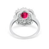Art Deco Wedding Ring Halo Round Simulated Cubic Zirconia 925 Sterling Silver