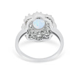 Art Deco Wedding Ring Halo Round Simulated Cubic Zirconia 925 Sterling Silver