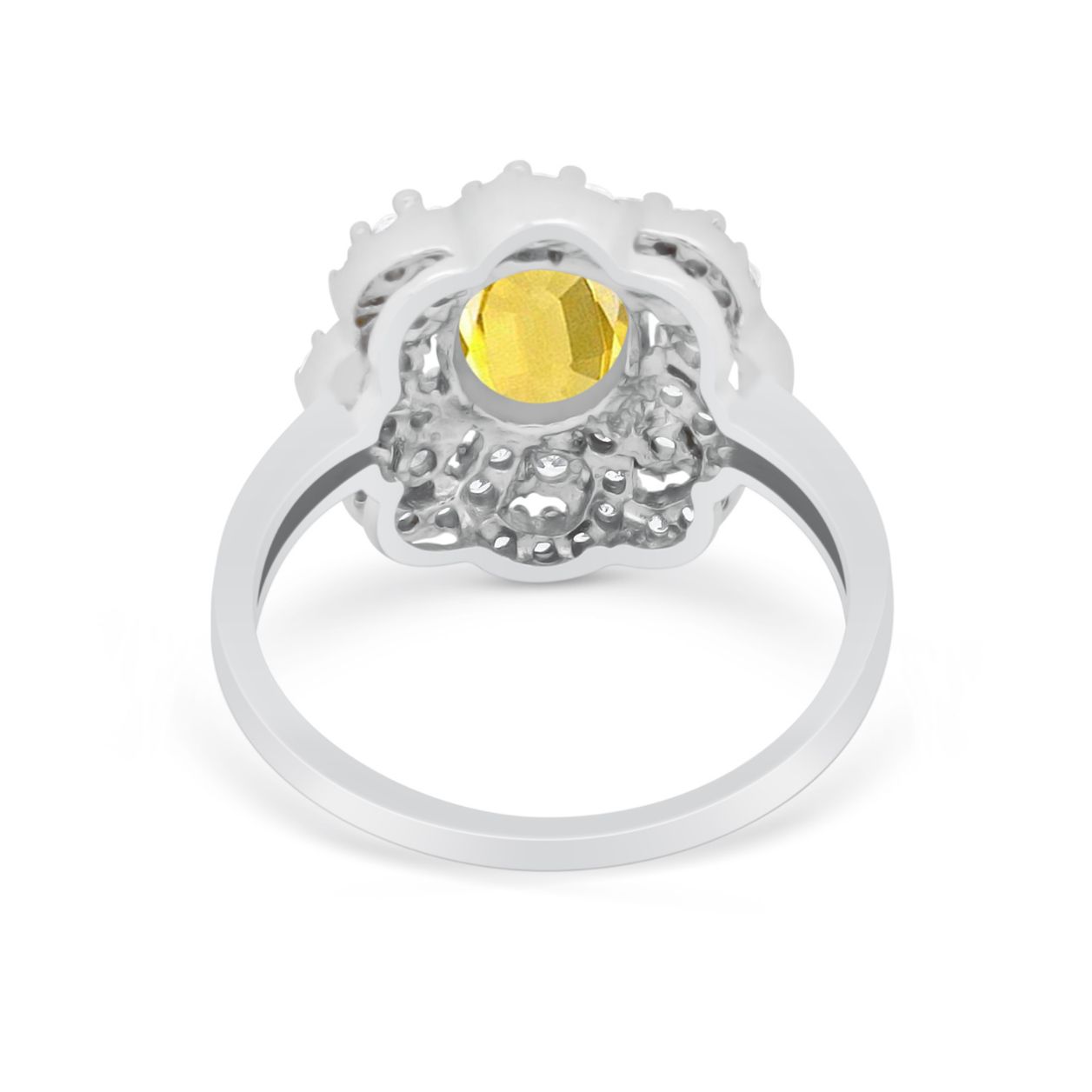 Art Deco Wedding Ring Halo Round Simulated Cubic Zirconia 925 Sterling Silver