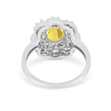 Art Deco Wedding Ring Halo Round Simulated Cubic Zirconia 925 Sterling Silver