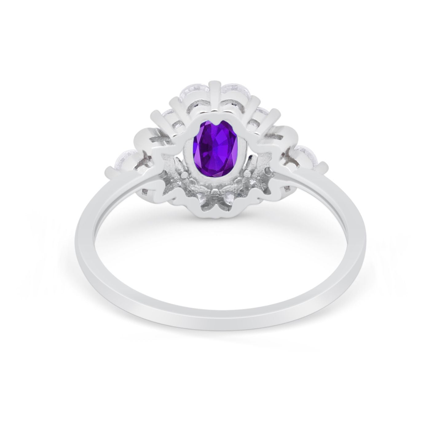 Oval Wedding Ring Vintage Round Simulated Cubic Zirconia 925 Sterling Silver