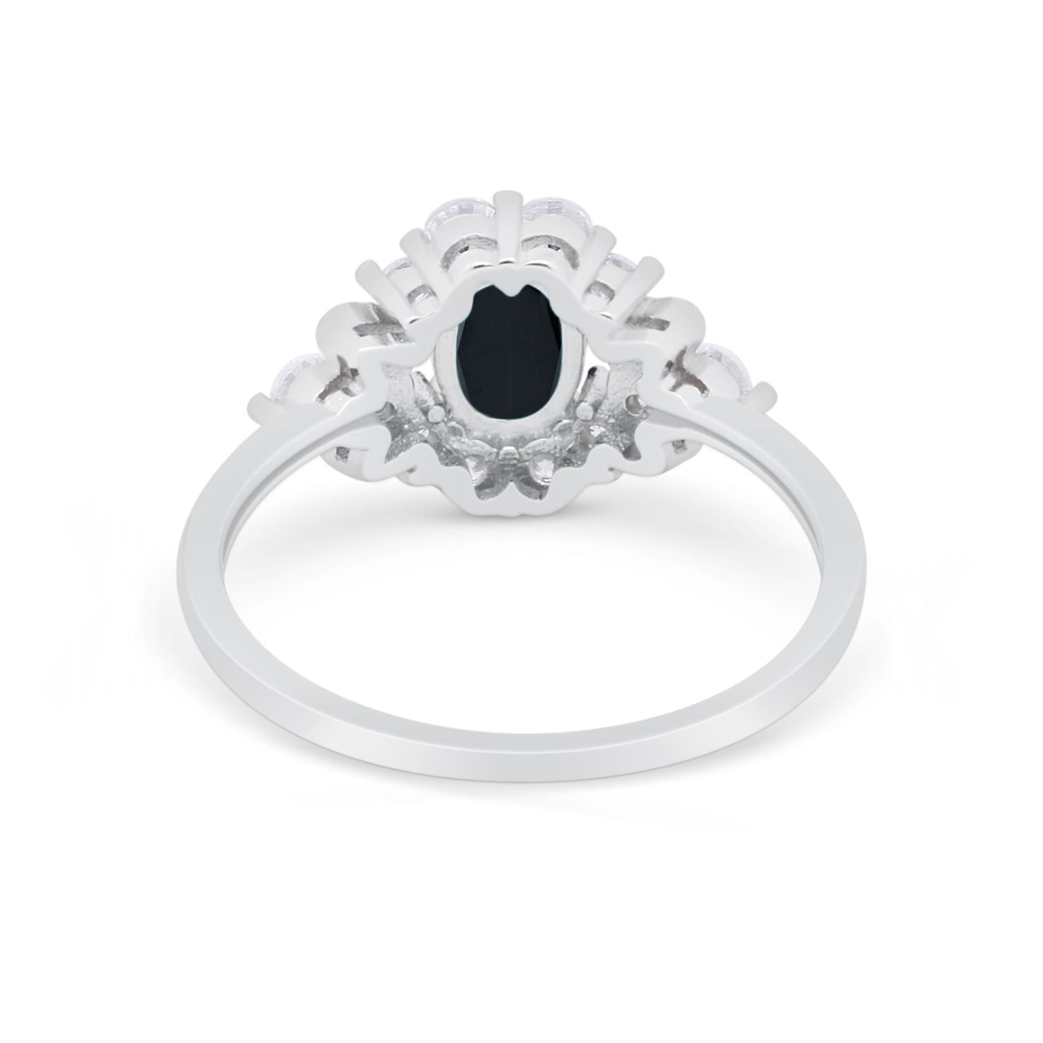 Oval Wedding Ring Vintage Round Simulated Cubic Zirconia 925 Sterling Silver