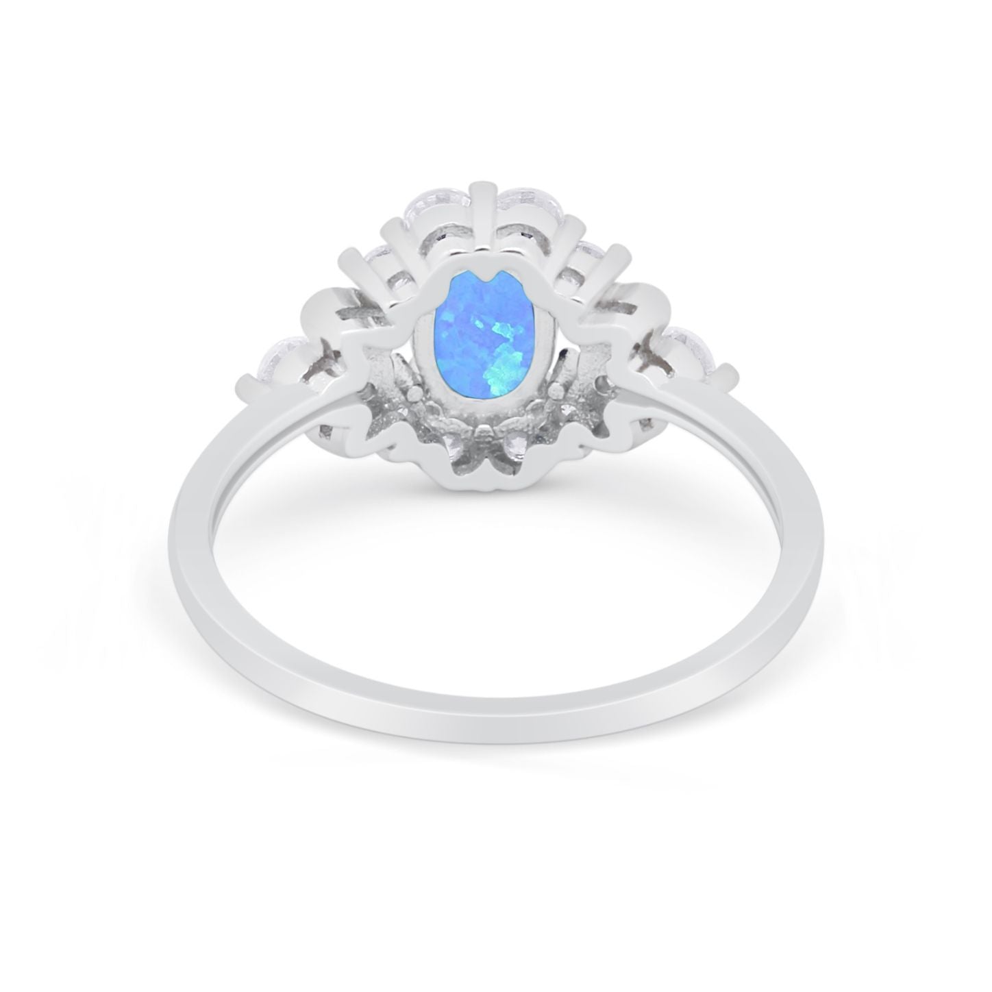 Oval Wedding Ring Vintage Round Simulated Cubic Zirconia 925 Sterling Silver