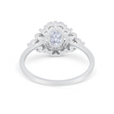 Oval Wedding Ring Vintage Round Simulated Cubic Zirconia 925 Sterling Silver
