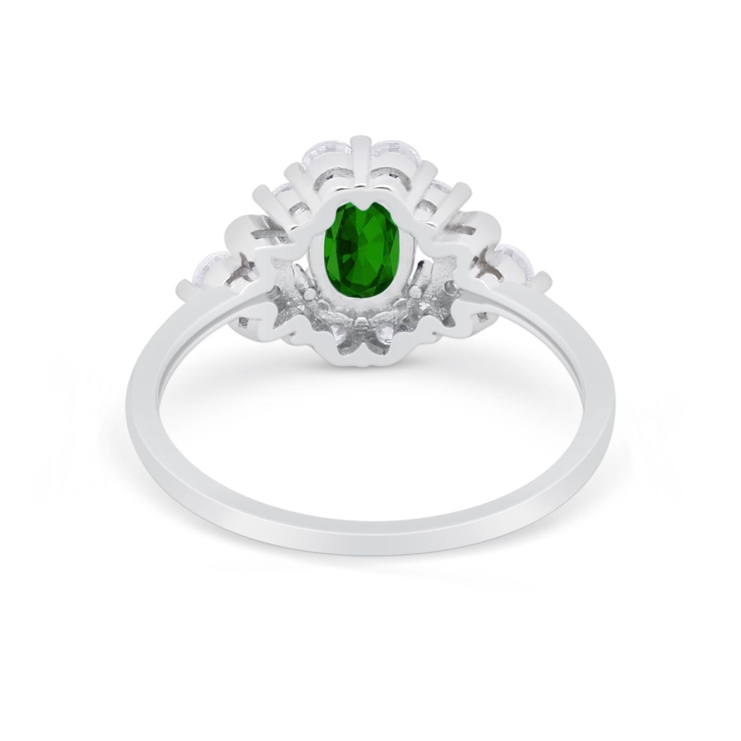 Oval Wedding Ring Vintage Round Simulated Cubic Zirconia 925 Sterling Silver