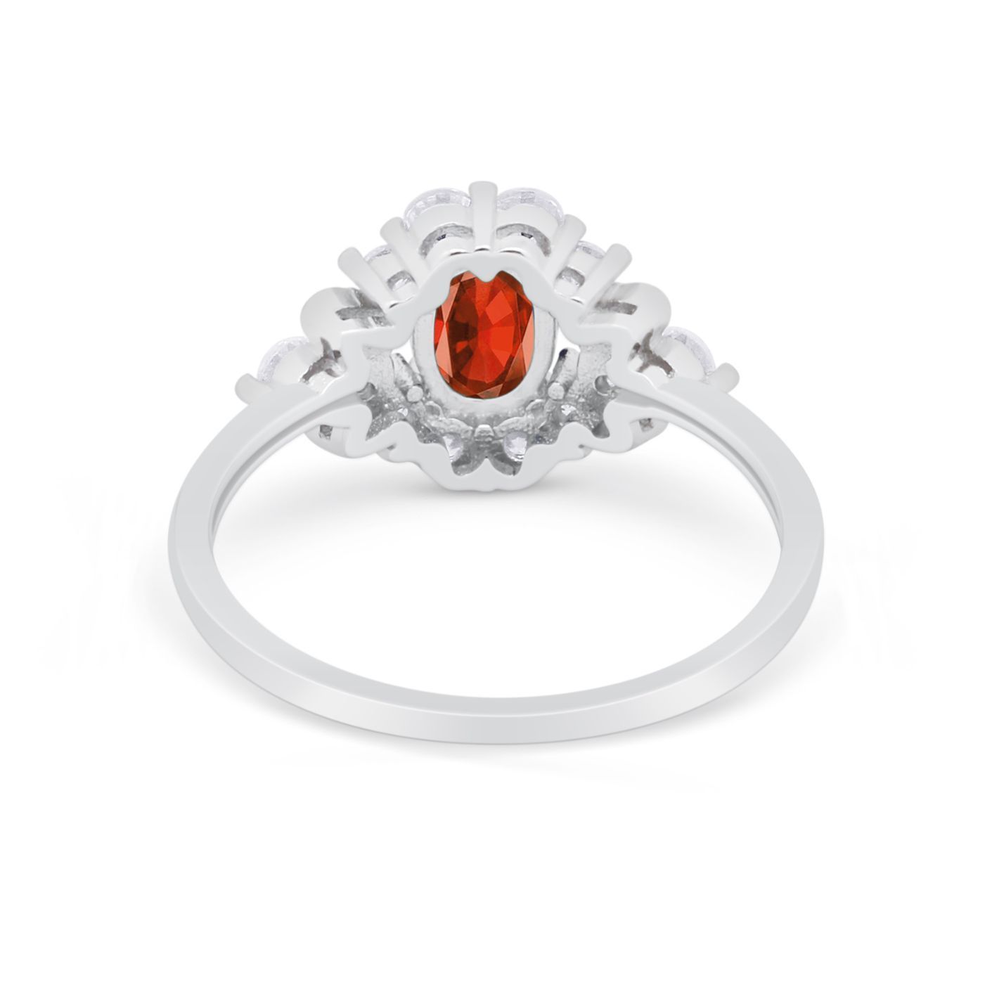 Oval Wedding Ring Vintage Round Simulated Cubic Zirconia 925 Sterling Silver
