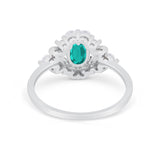 Oval Wedding Ring Vintage Round Simulated Cubic Zirconia 925 Sterling Silver