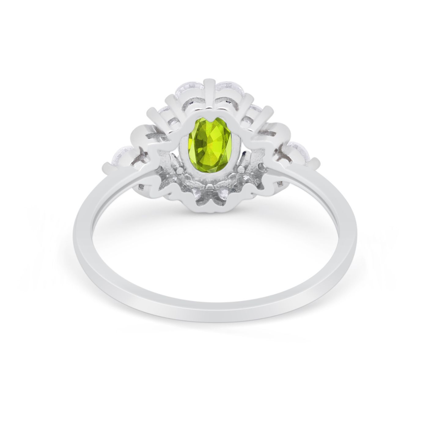 Oval Wedding Ring Vintage Round Simulated Cubic Zirconia 925 Sterling Silver