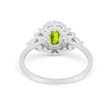 Oval Wedding Ring Vintage Round Simulated Cubic Zirconia 925 Sterling Silver