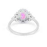 Oval Wedding Ring Vintage Round Simulated Cubic Zirconia 925 Sterling Silver