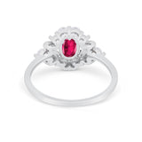 Oval Wedding Ring Vintage Round Simulated Cubic Zirconia 925 Sterling Silver