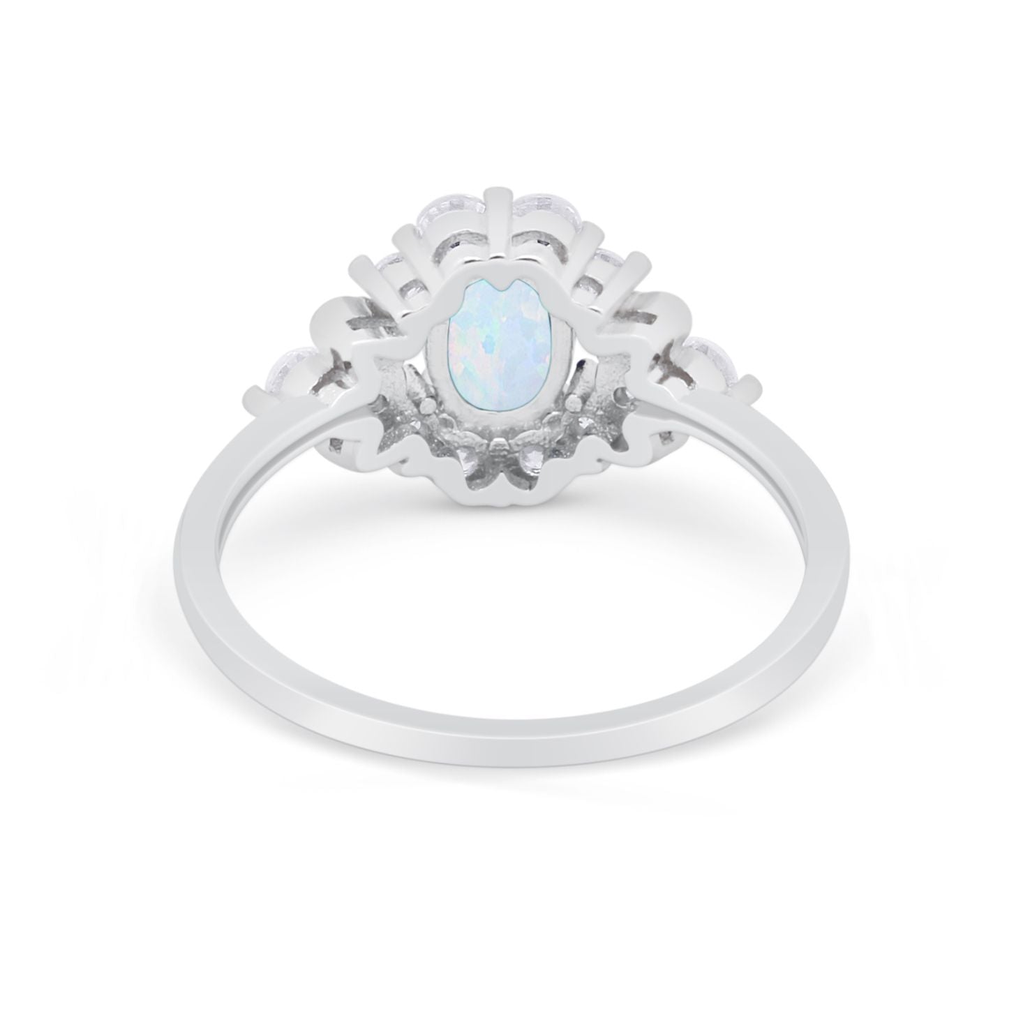 Oval Wedding Ring Vintage Round Simulated Cubic Zirconia 925 Sterling Silver