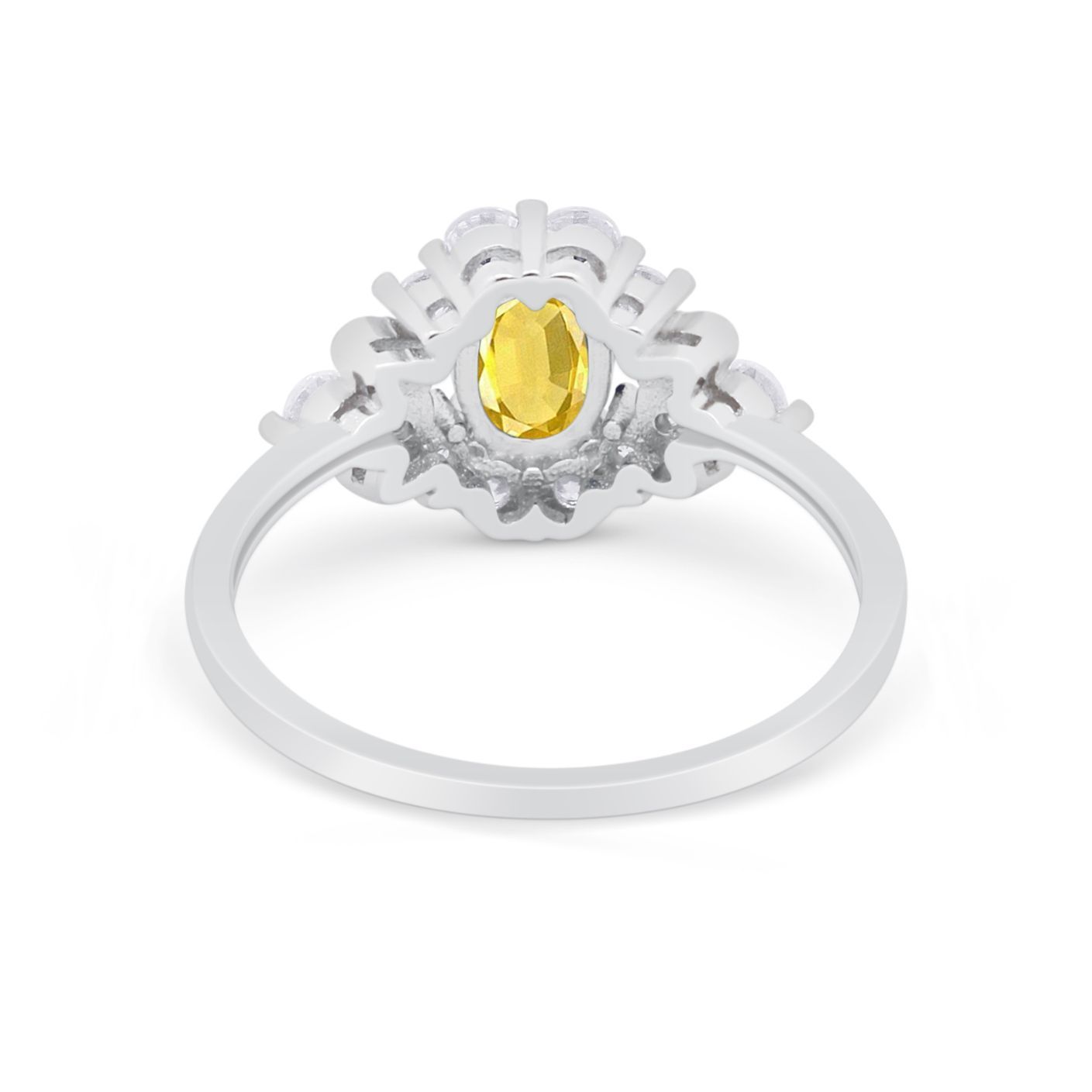 Oval Wedding Ring Vintage Round Simulated Cubic Zirconia 925 Sterling Silver