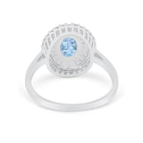 Art Deco Wedding Ring Oval Round Simulated Cubic Zirconia 925 Sterling Silver