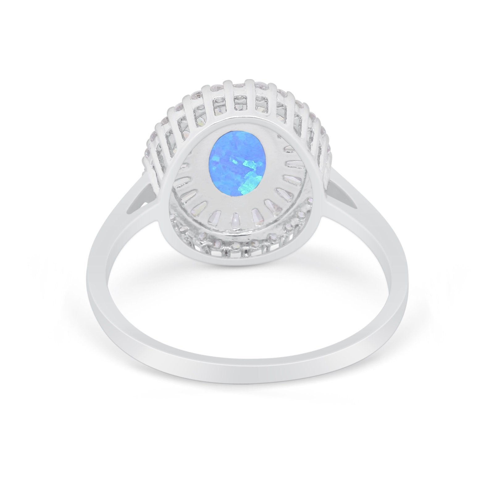 Art Deco Wedding Ring Oval Round Simulated Cubic Zirconia 925 Sterling Silver