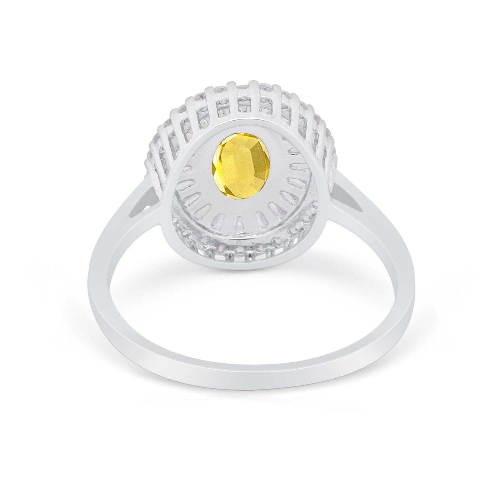 Art Deco Wedding Ring Oval Round Simulated Cubic Zirconia 925 Sterling Silver