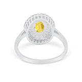 Art Deco Wedding Ring Oval Round Simulated Cubic Zirconia 925 Sterling Silver