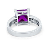 Cushion Cut Wedding Ring Simulated Cubic Zirconia Accent 925 Sterling Silver