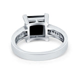 Cushion Cut Wedding Ring Simulated Cubic Zirconia Accent 925 Sterling Silver