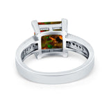 Cushion Cut Wedding Ring Simulated Cubic Zirconia Accent 925 Sterling Silver