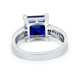 Cushion Cut Wedding Ring Simulated Cubic Zirconia Accent 925 Sterling Silver