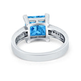 Cushion Cut Wedding Ring Simulated Cubic Zirconia Accent 925 Sterling Silver