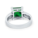 Cushion Cut Wedding Ring Simulated Cubic Zirconia Accent 925 Sterling Silver