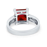 Cushion Cut Wedding Ring Simulated Cubic Zirconia Accent 925 Sterling Silver