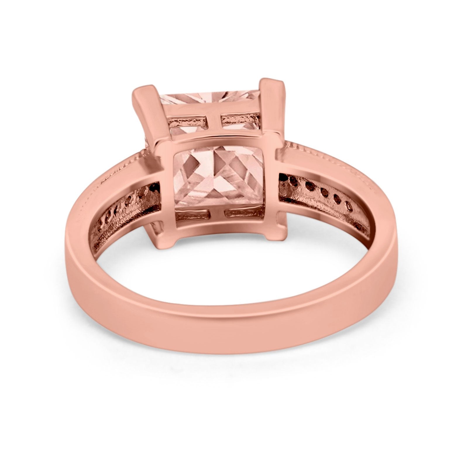 Cushion Cut Wedding Ring Simulated Cubic Zirconia Accent 925 Sterling Silver