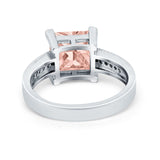 Cushion Cut Wedding Ring Simulated Cubic Zirconia Accent 925 Sterling Silver