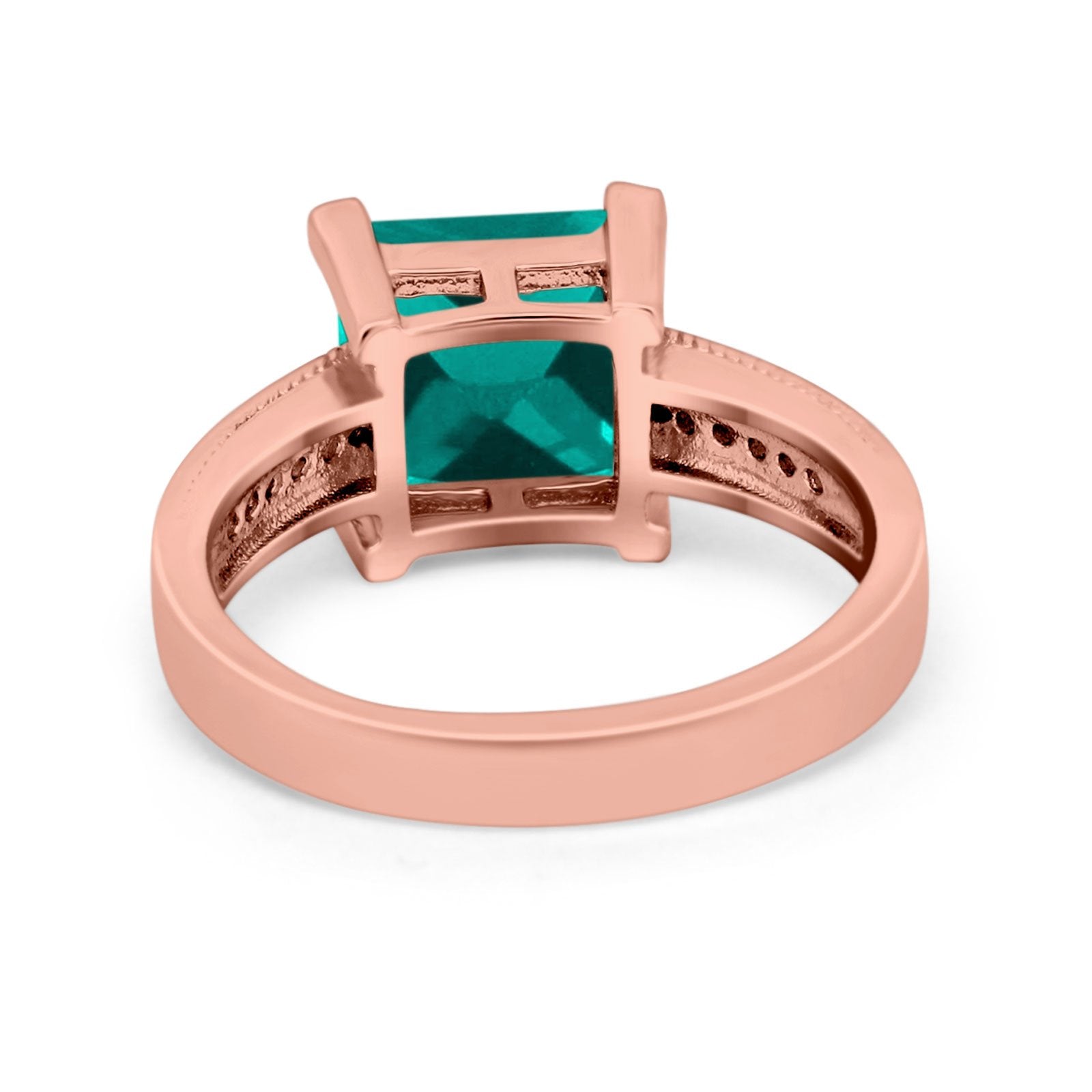 Cushion Cut Wedding Ring Simulated Cubic Zirconia Accent 925 Sterling Silver