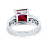 Cushion Cut Wedding Ring Simulated Cubic Zirconia Accent 925 Sterling Silver