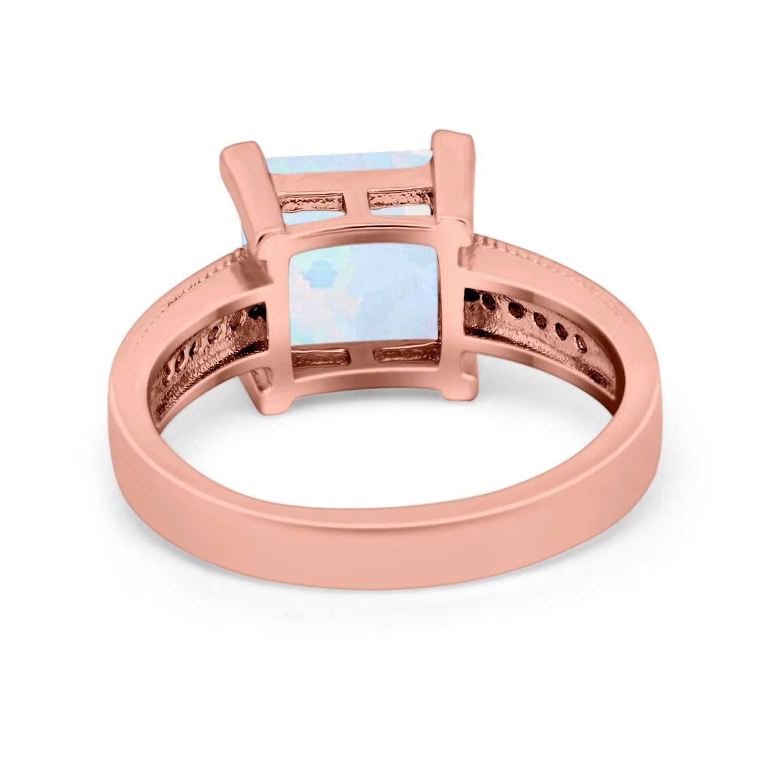 Cushion Cut Wedding Ring Simulated Cubic Zirconia Accent 925 Sterling Silver