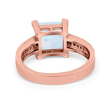 Cushion Cut Wedding Ring Simulated Cubic Zirconia Accent 925 Sterling Silver