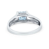 Princess Cut Wedding Ring Simulated Cubic Zirconia 925 Sterling Silver