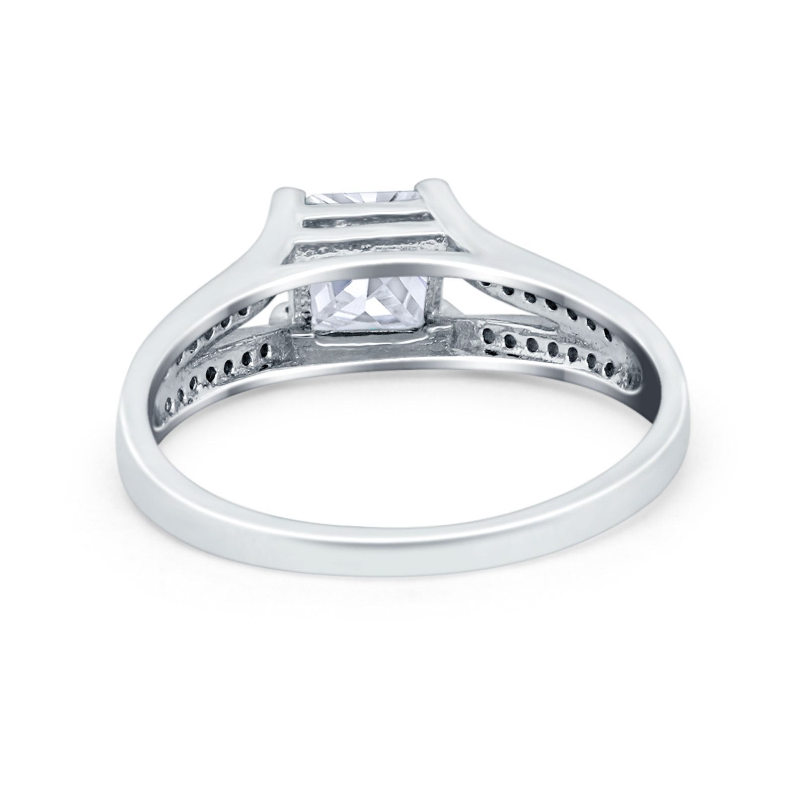 Princess Cut Wedding Ring Simulated Cubic Zirconia 925 Sterling Silver