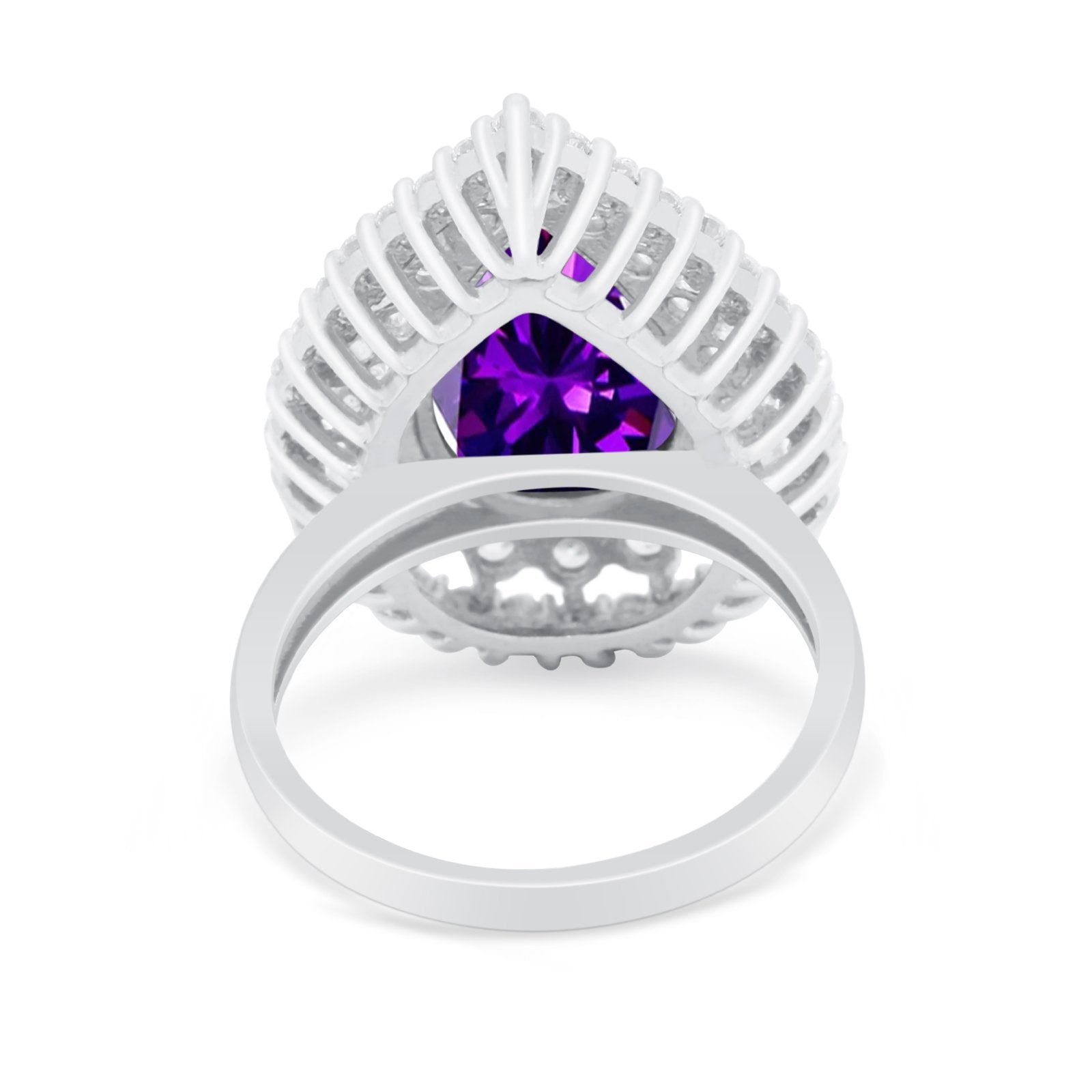 Teardrop Cocktail Ring Pear Round Cubic Zirconia 925 Sterling Silver