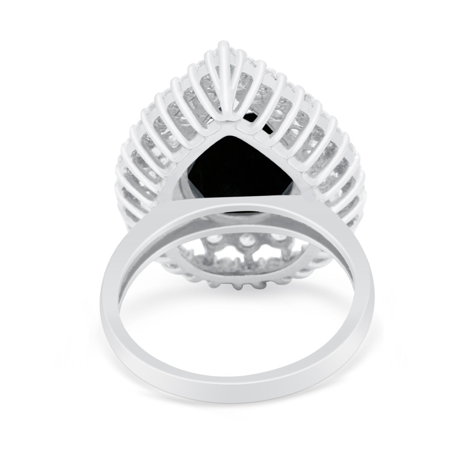 Teardrop Cocktail Ring Pear Round Cubic Zirconia 925 Sterling Silver