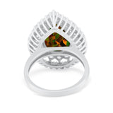 Teardrop Cocktail Ring Pear Round Cubic Zirconia 925 Sterling Silver