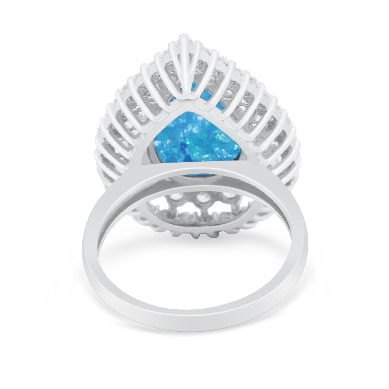 Teardrop Cocktail Ring Pear Round Cubic Zirconia 925 Sterling Silver