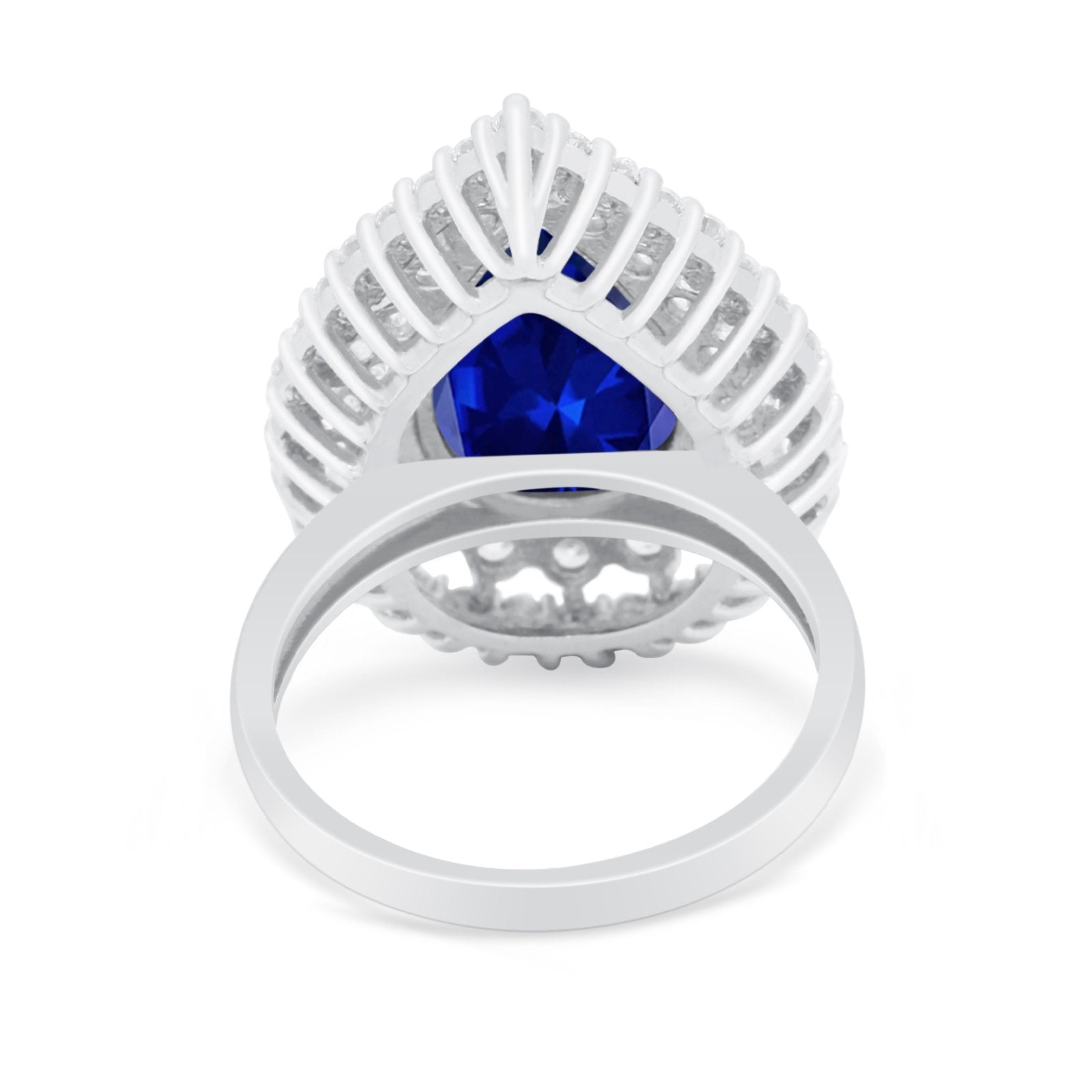 Teardrop Cocktail Ring Pear Round Cubic Zirconia 925 Sterling Silver