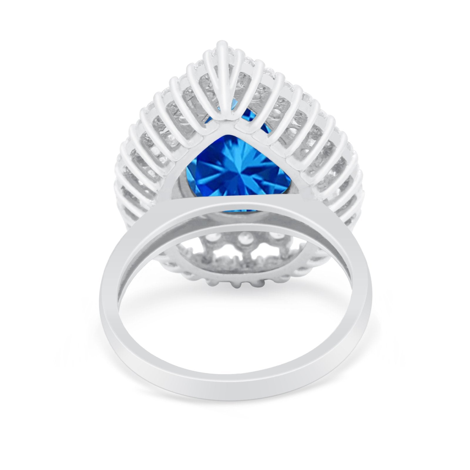 Teardrop Cocktail Ring Pear Round Cubic Zirconia 925 Sterling Silver