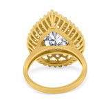 Teardrop Cocktail Ring Pear Round Cubic Zirconia 925 Sterling Silver