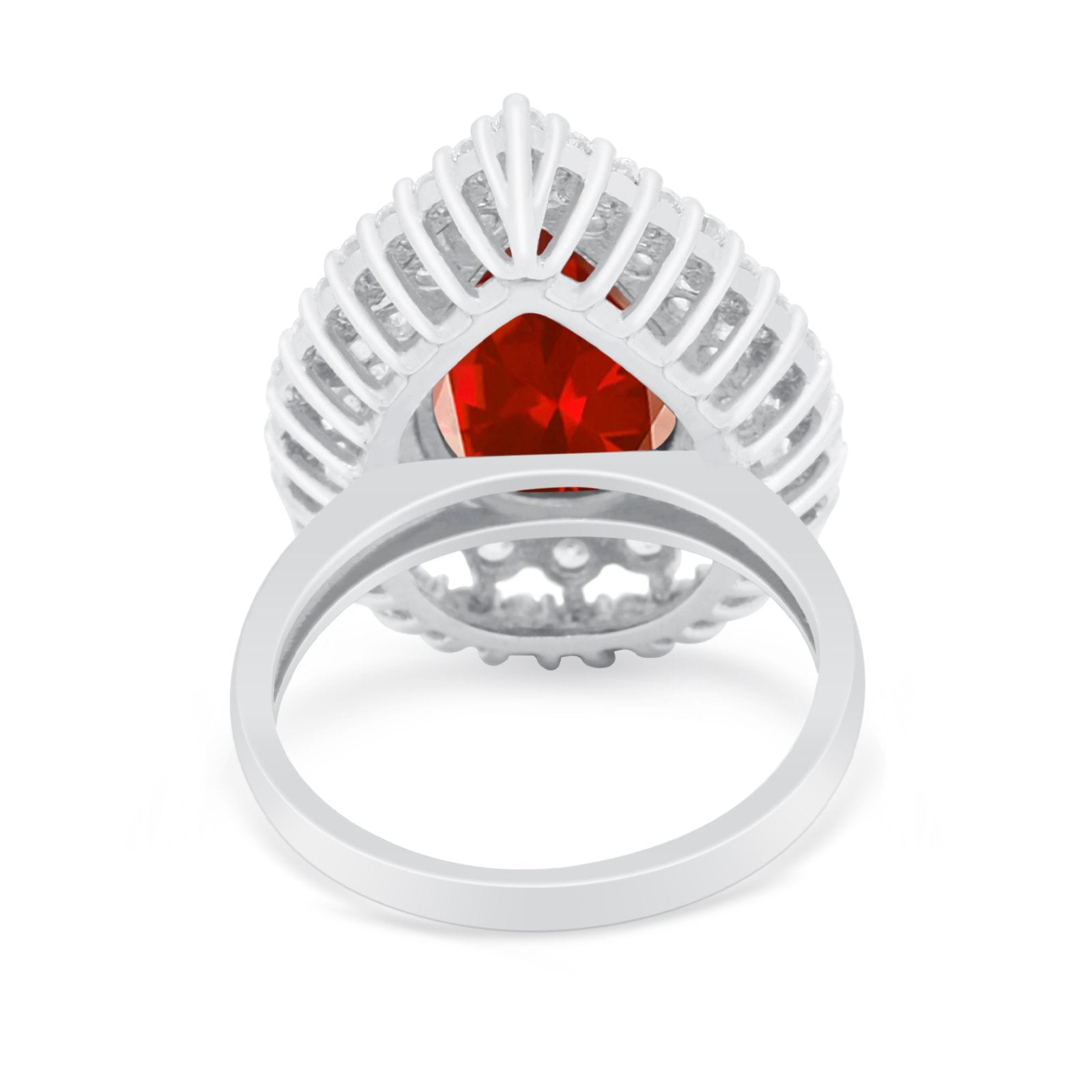 Teardrop Cocktail Ring Pear Round Cubic Zirconia 925 Sterling Silver